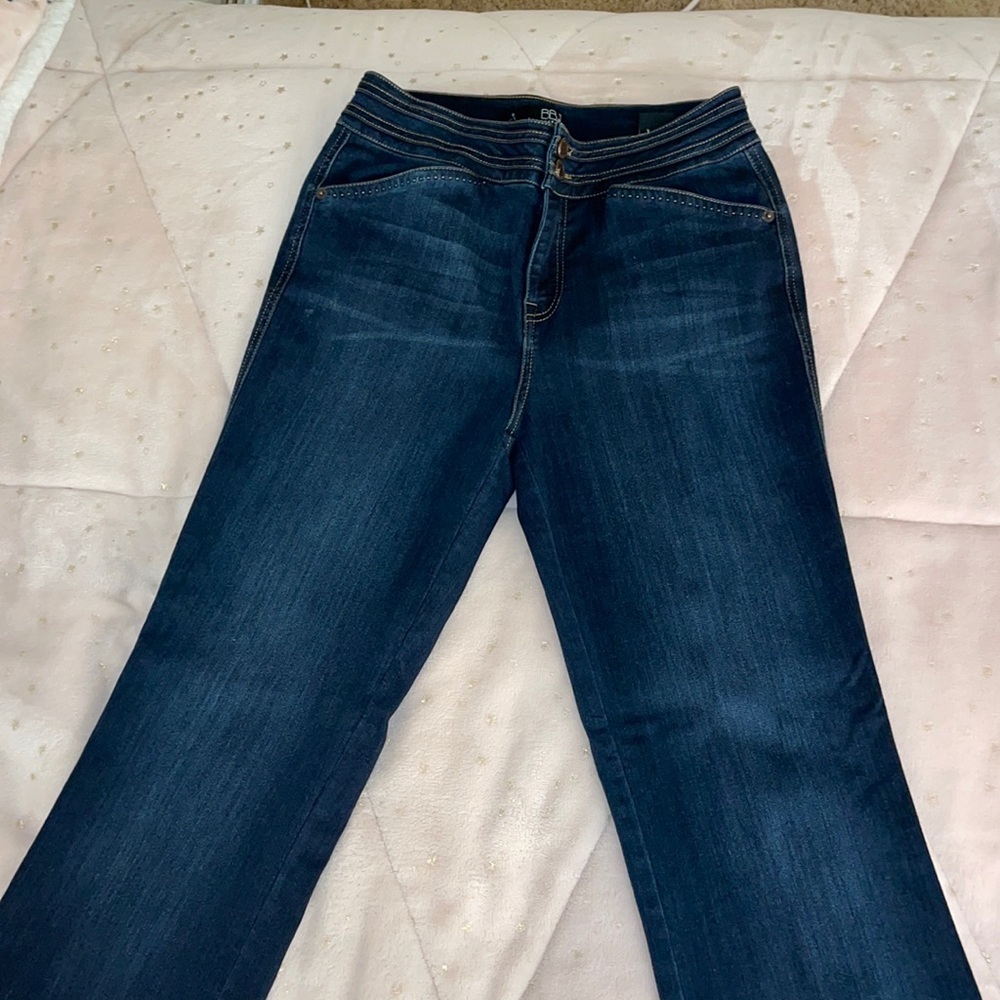 Dark blue flare leg jeans